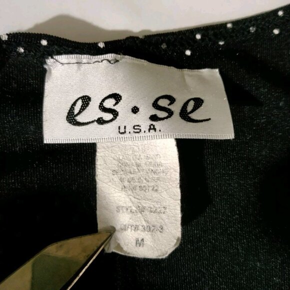 Es Se Slip Dress M Nylon Stretch Black White Polka Dot Sleeveless Stretch - Picture 5 of 5